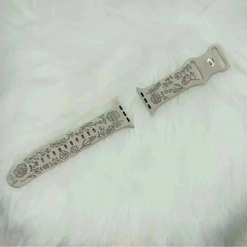 New Floral   Design Apple Watch Bands  42mm 44mm 45mm 49mm Beige